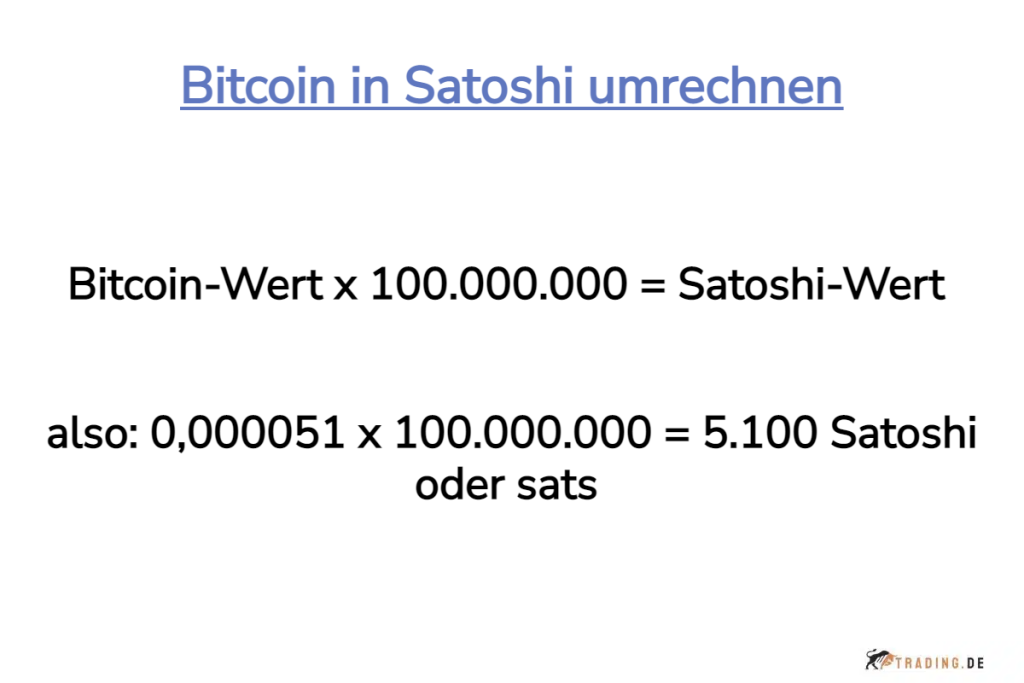 Bitcoin in Satoshi umrechnen - Die Formel