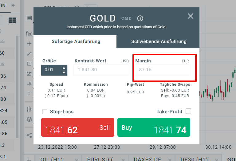 gold margin ordermaske