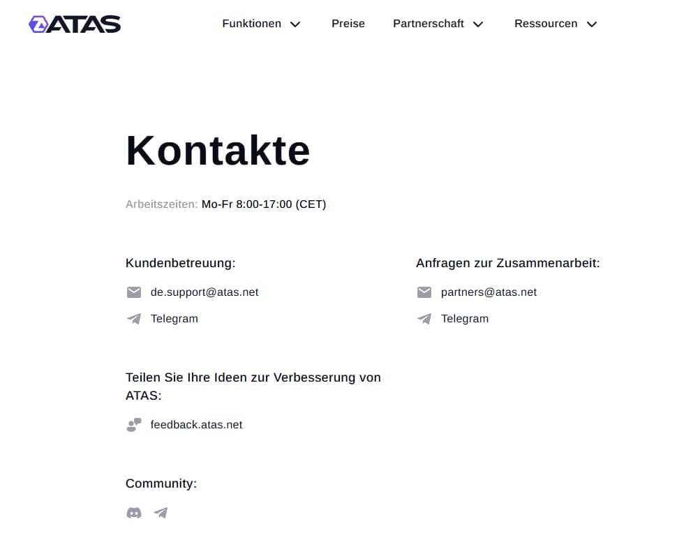 Kundensupport bei ATAS