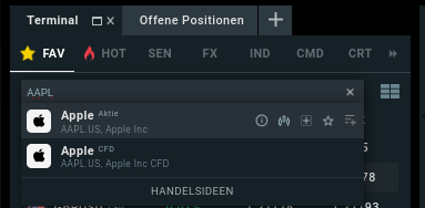 CFD und Aktien Angebot für Apple bei XTB