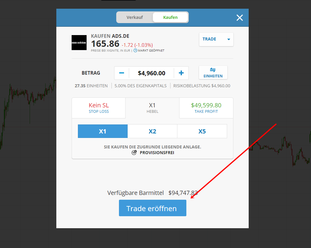 Aktien kaufen auf einer Trading Plattform