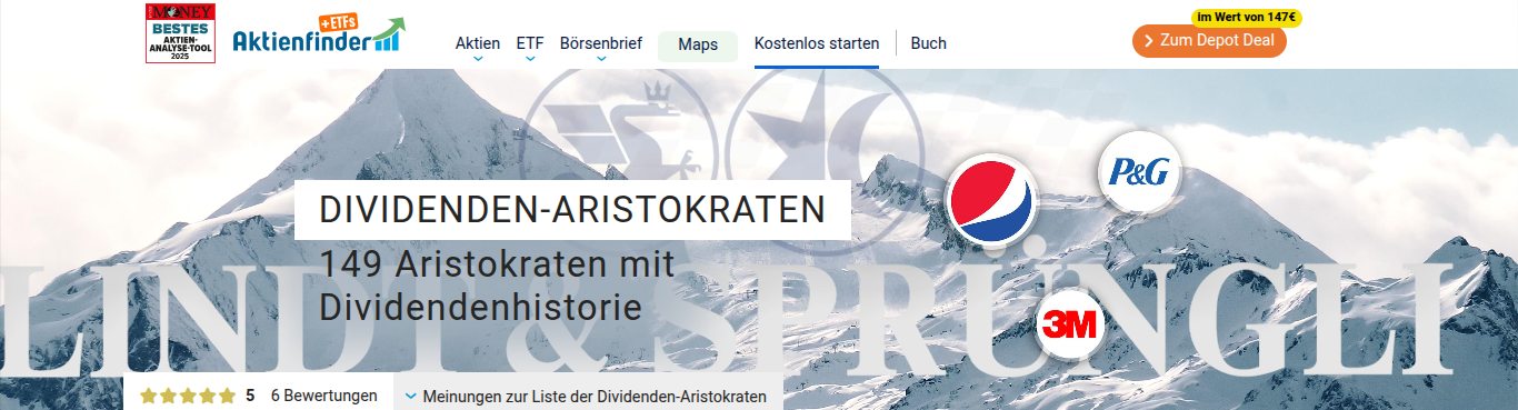 Dividendenscreener bei Aktienfinder.net