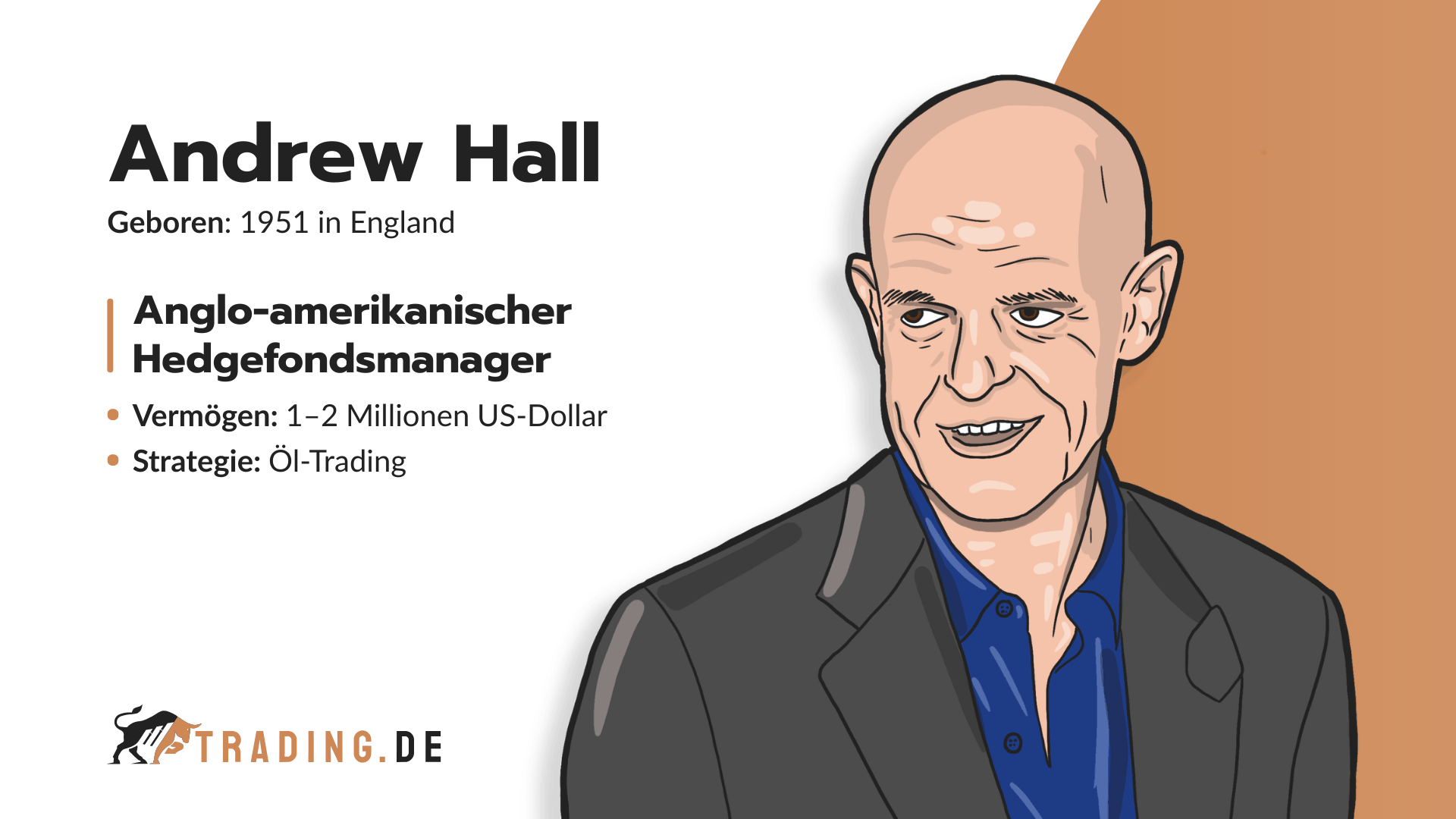 Andrew Hall. Anglo-amerikanischer Hedgefondsmanager aus England mit 1–2 Millionen US-Dollar Vermögen und Fokus auf Öl-Trading