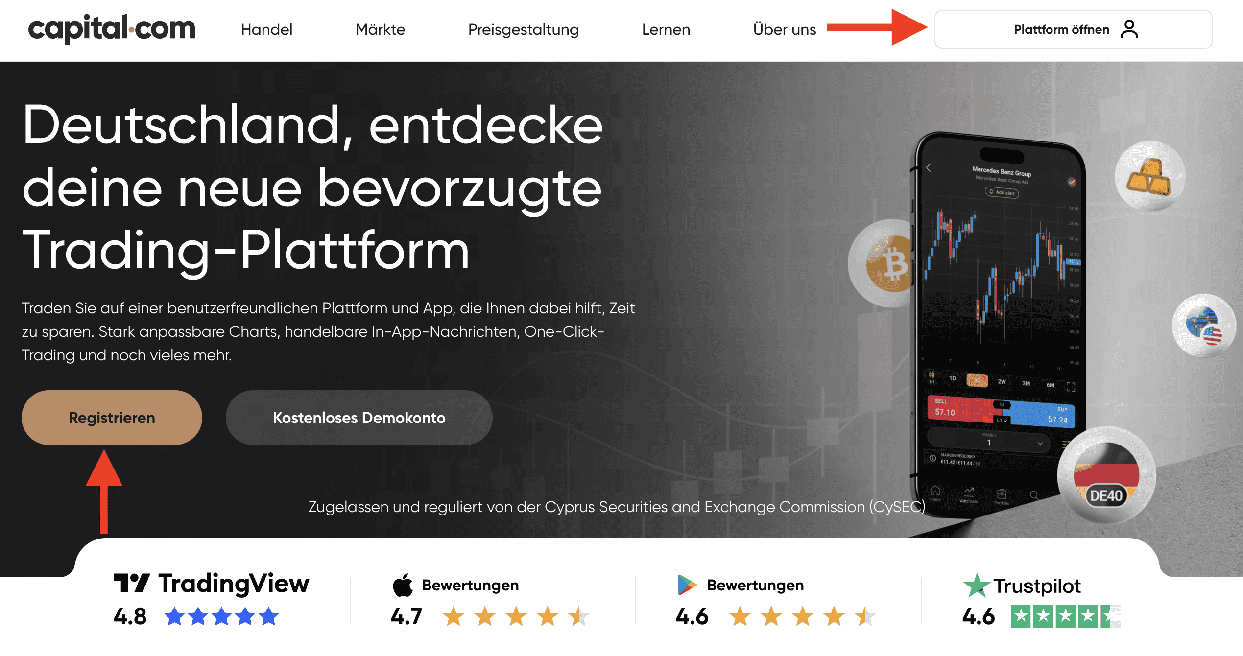 Anmeldung und Verifizierung beim Broker Capital.com