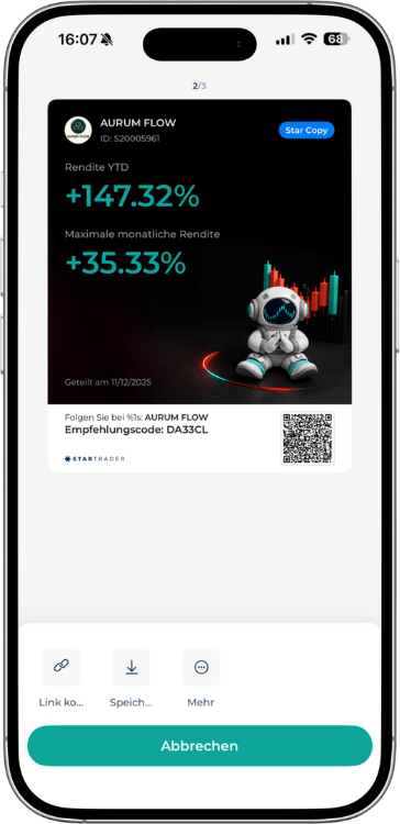 Aurum Flow Trading Bot Performance in der StarTrader App