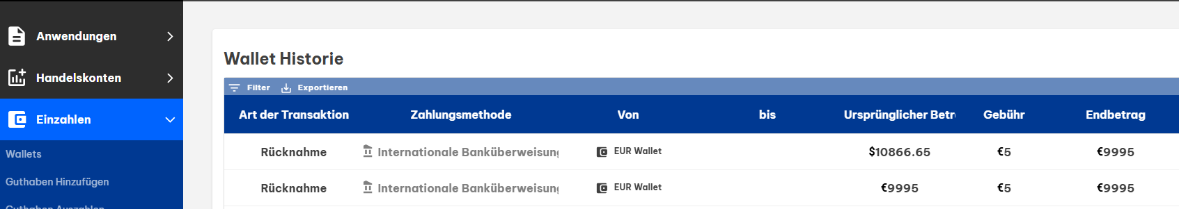 Auszahlung bei BlackBull