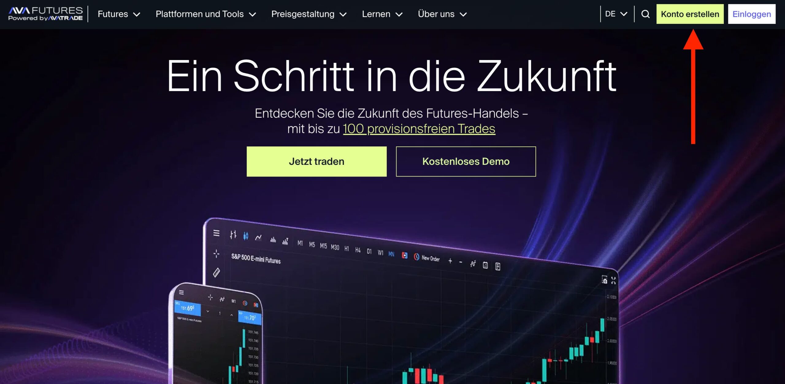 AvaFutures Konto beim Futures Broker eröffnen
