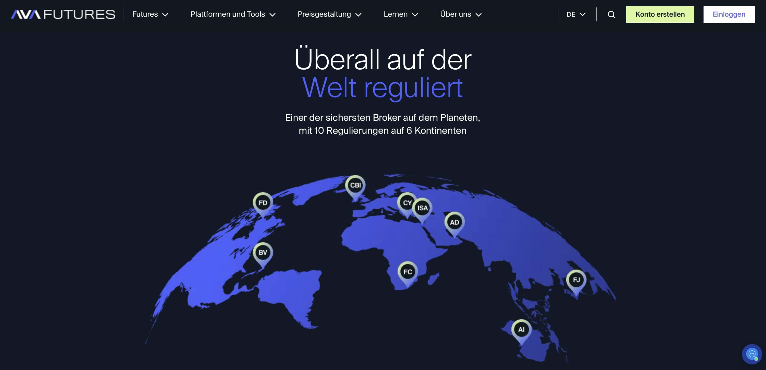Broker AvaFutures ist weltweit reguliert