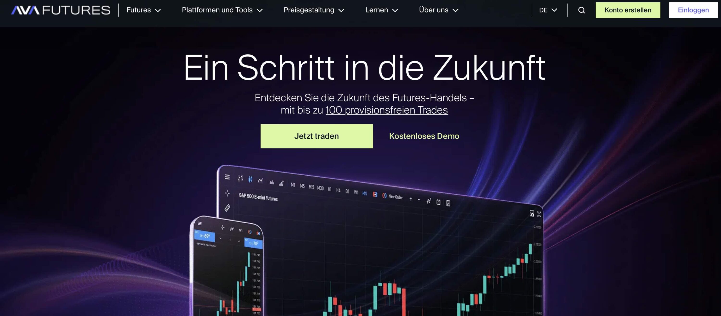 Webseite vom Broker AvaFutures