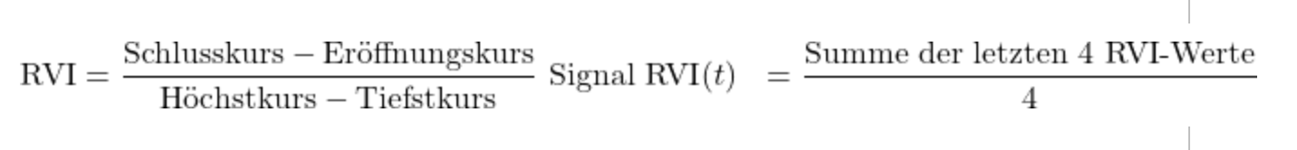 die Formel zur Berechnung für den Relative Vigor Index