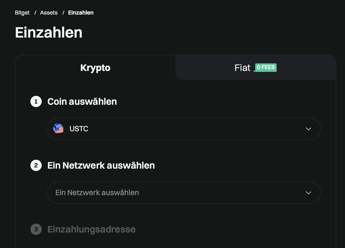 Bitget Einzahlen per USTC