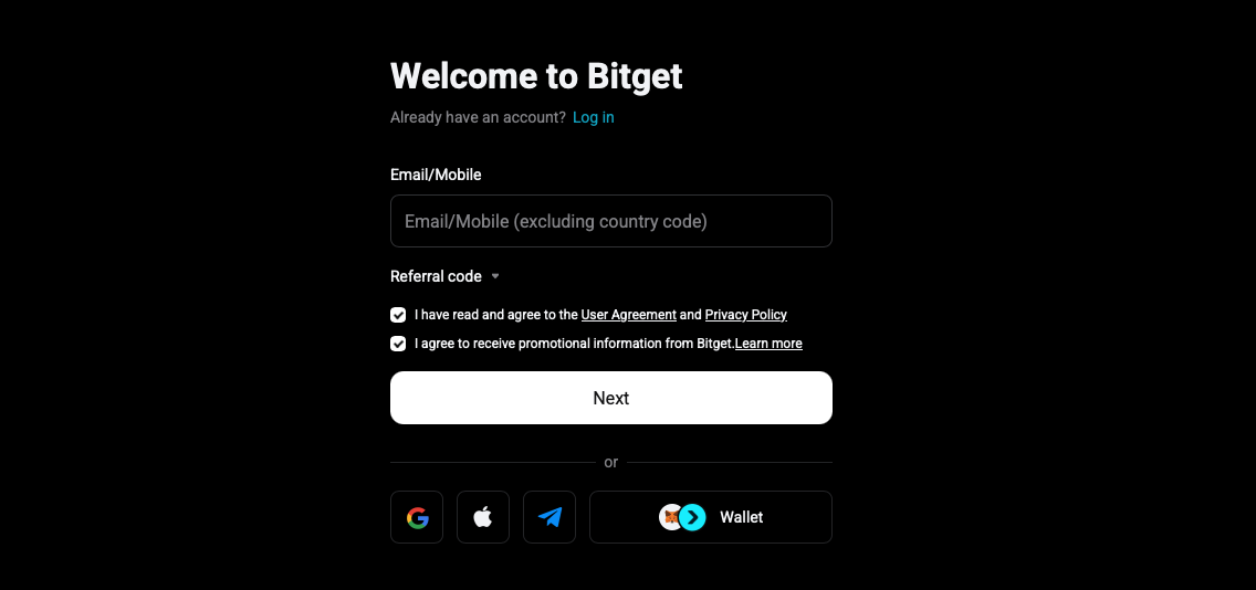 Bitget Registrierung