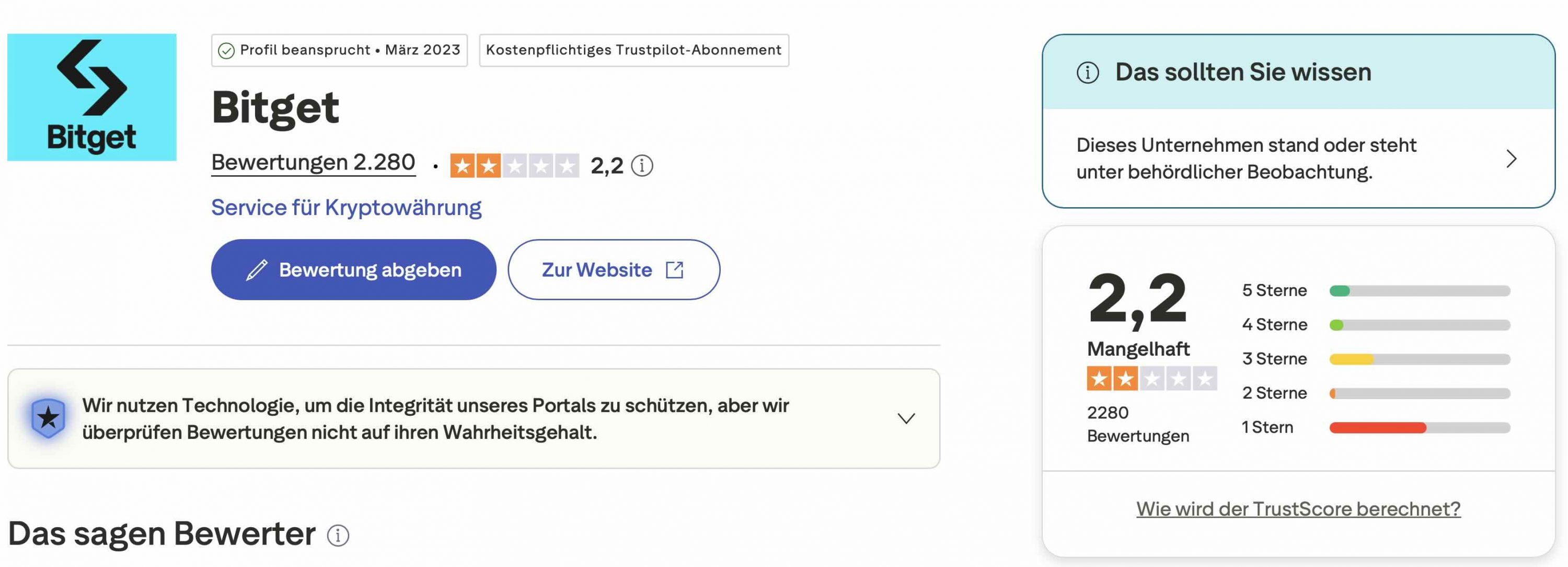 Bitget Trustpilot
