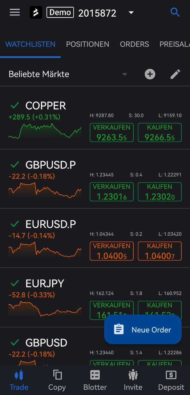 Mobile App von BlackBull Markets