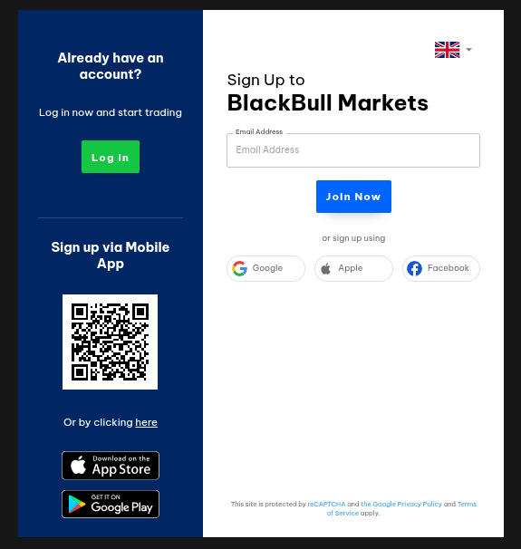 Anmeldung zum metatrader Demokonto von BlackBull Markets