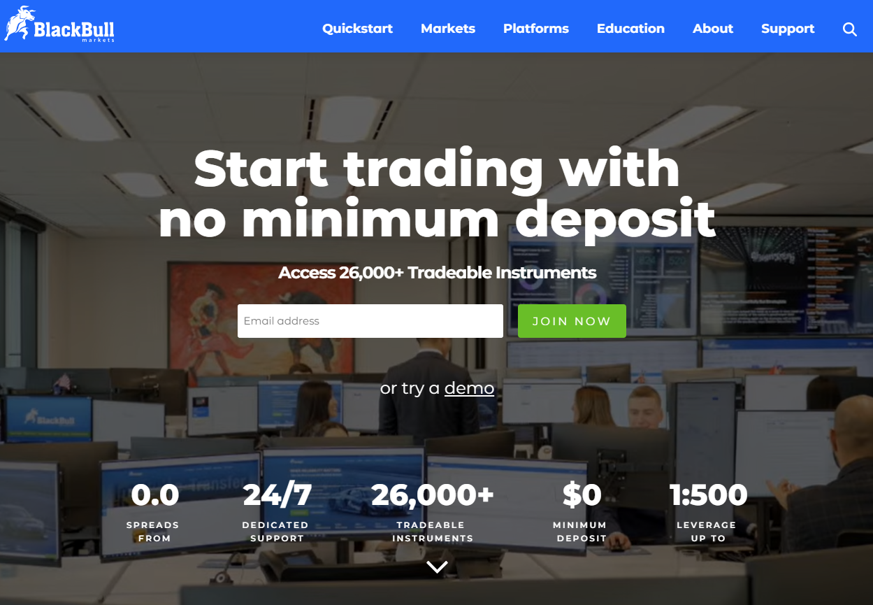 BlackBull Markets Screenshot Webseite