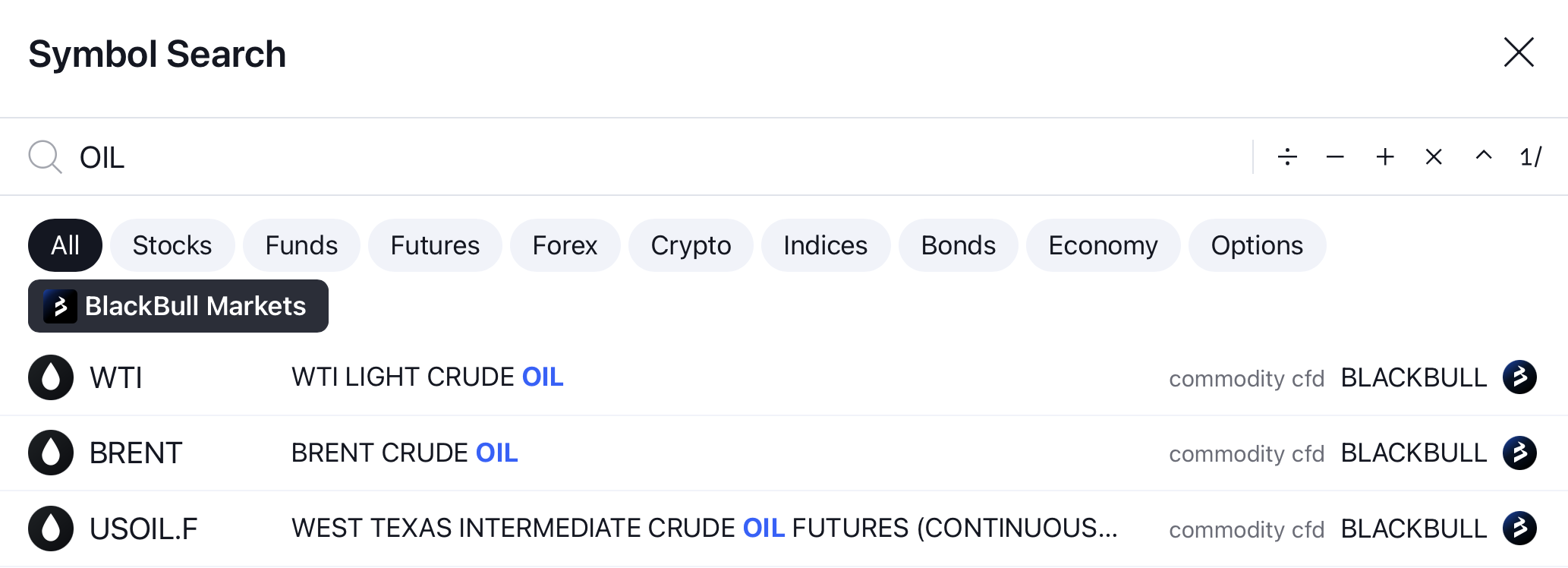 Rohstoff CFD suchen in der Plattform