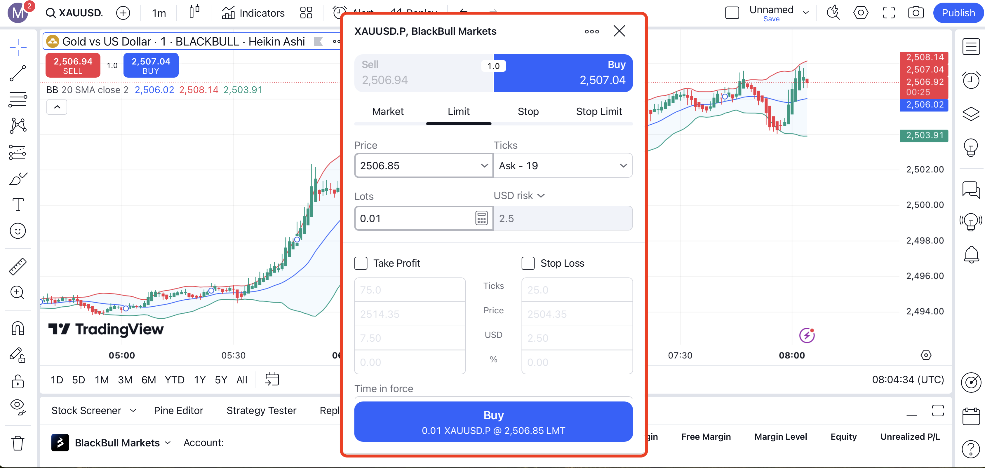 Gold CFD Trading in der Trading Plattform