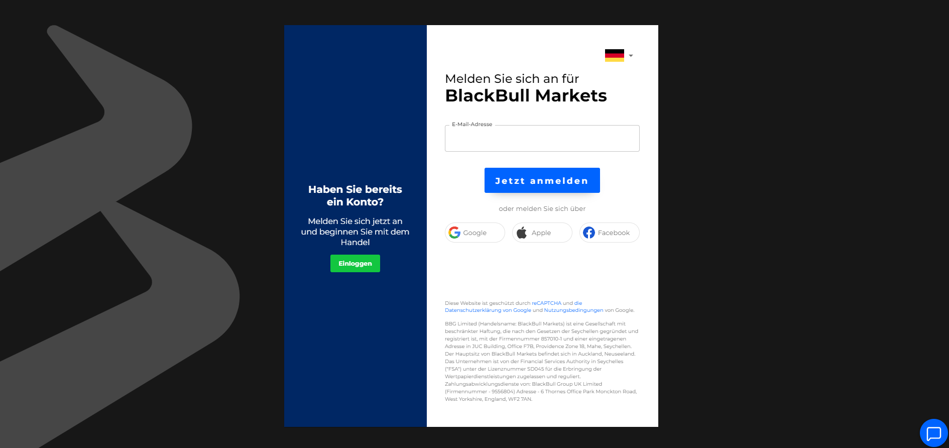 Blackbull Markets Kontoeröffnung