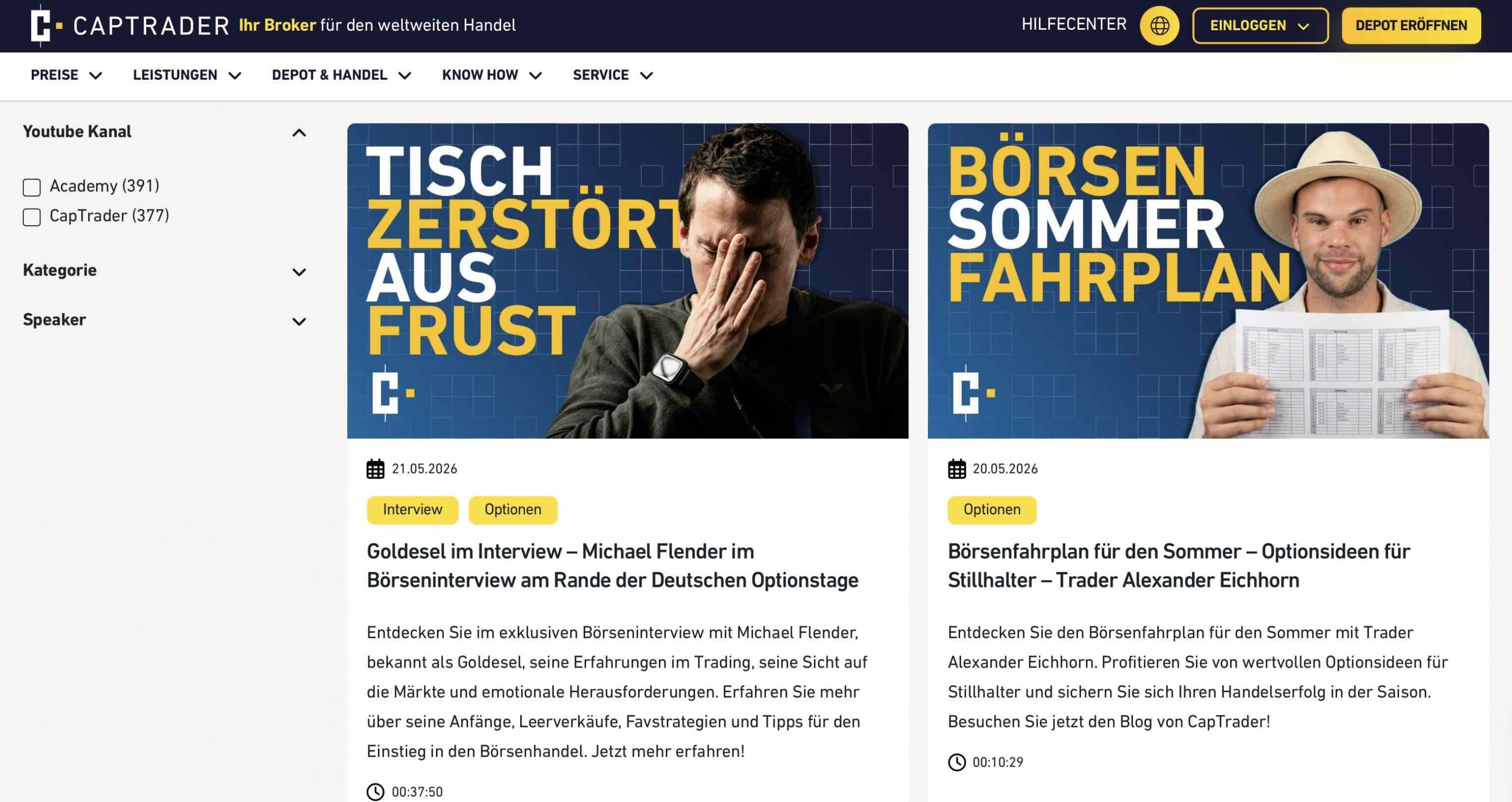 CapTrader Weiterbildungsangebot