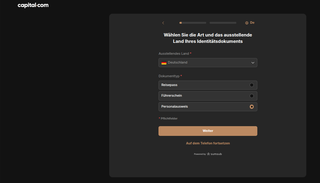 Verifizierung bei Capital.com