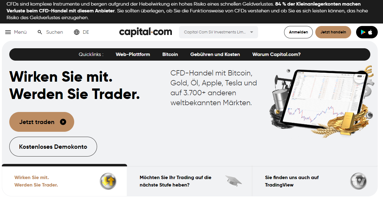 Capital.com Webseite Screenshot