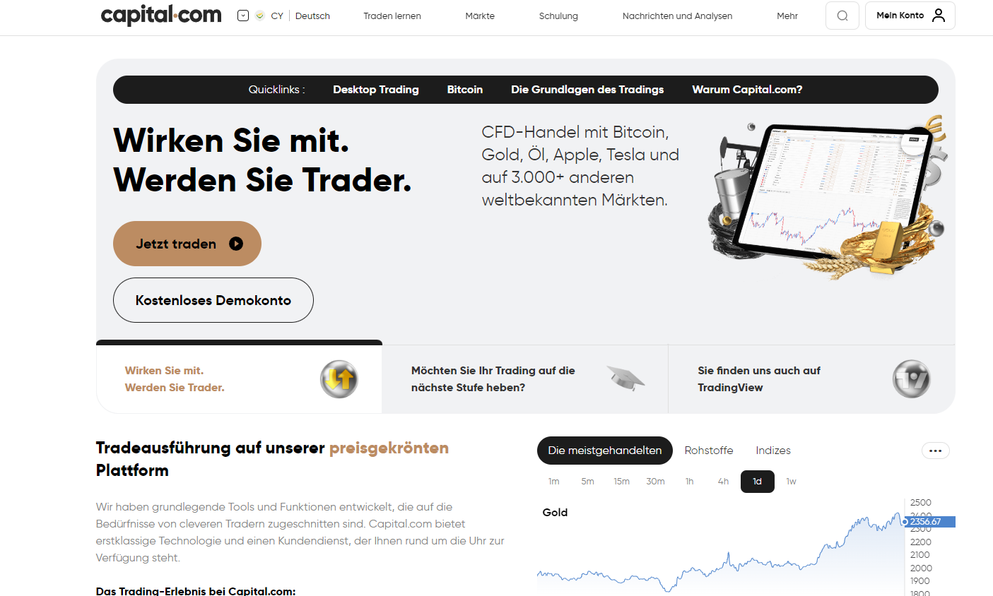 Capital.com Website für Anfänger