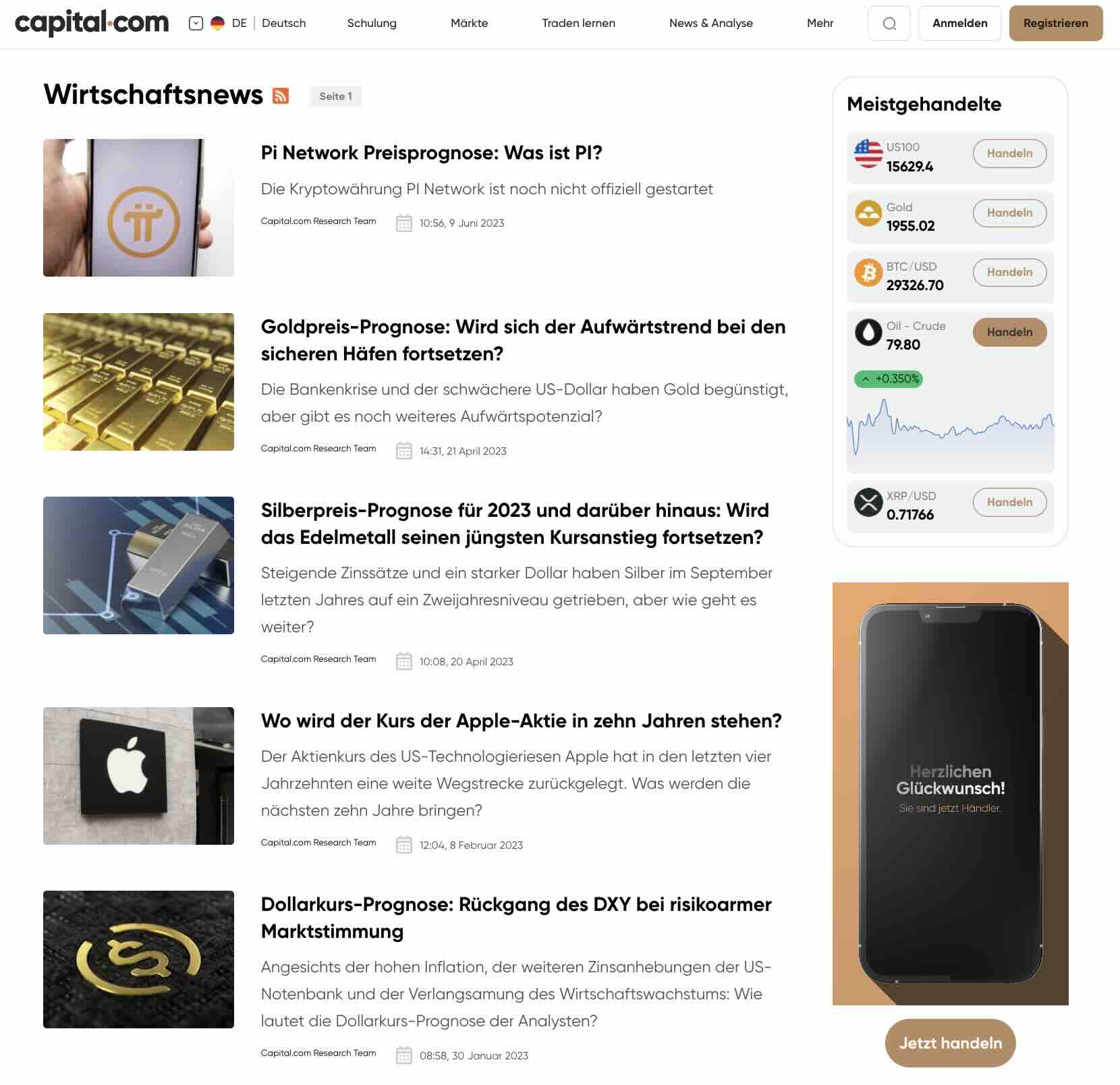 Capital.com Wirtschaftsnews und Prognosen