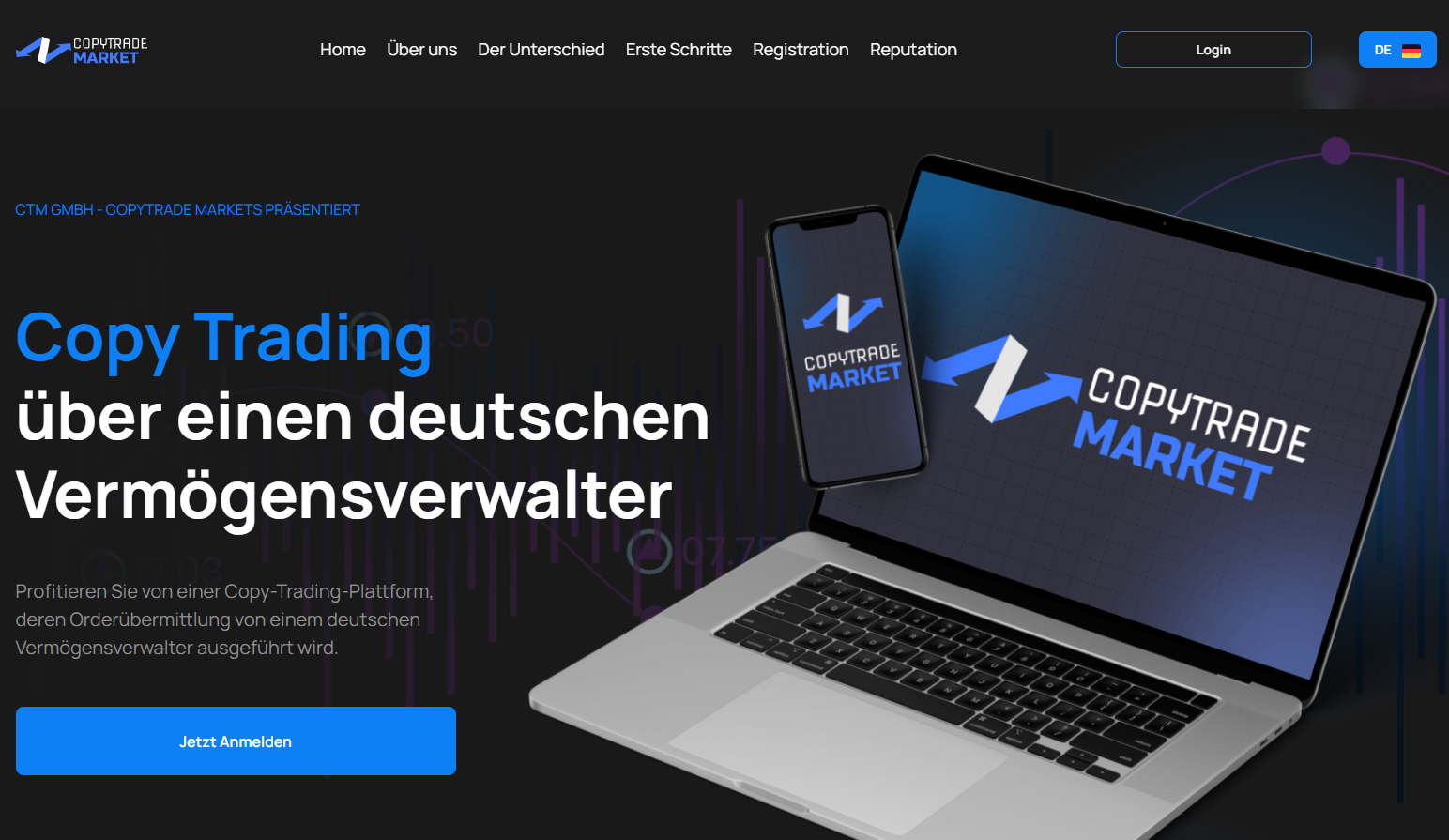 CopyTrade Market Screenshot der Website