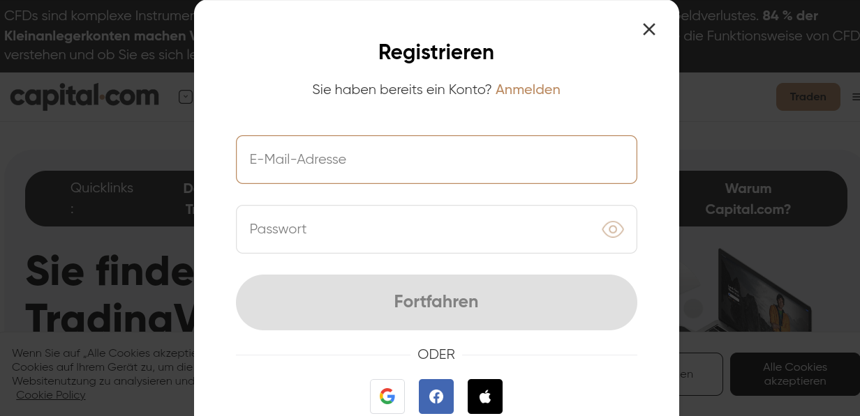 Capital.com Demo Registrierung