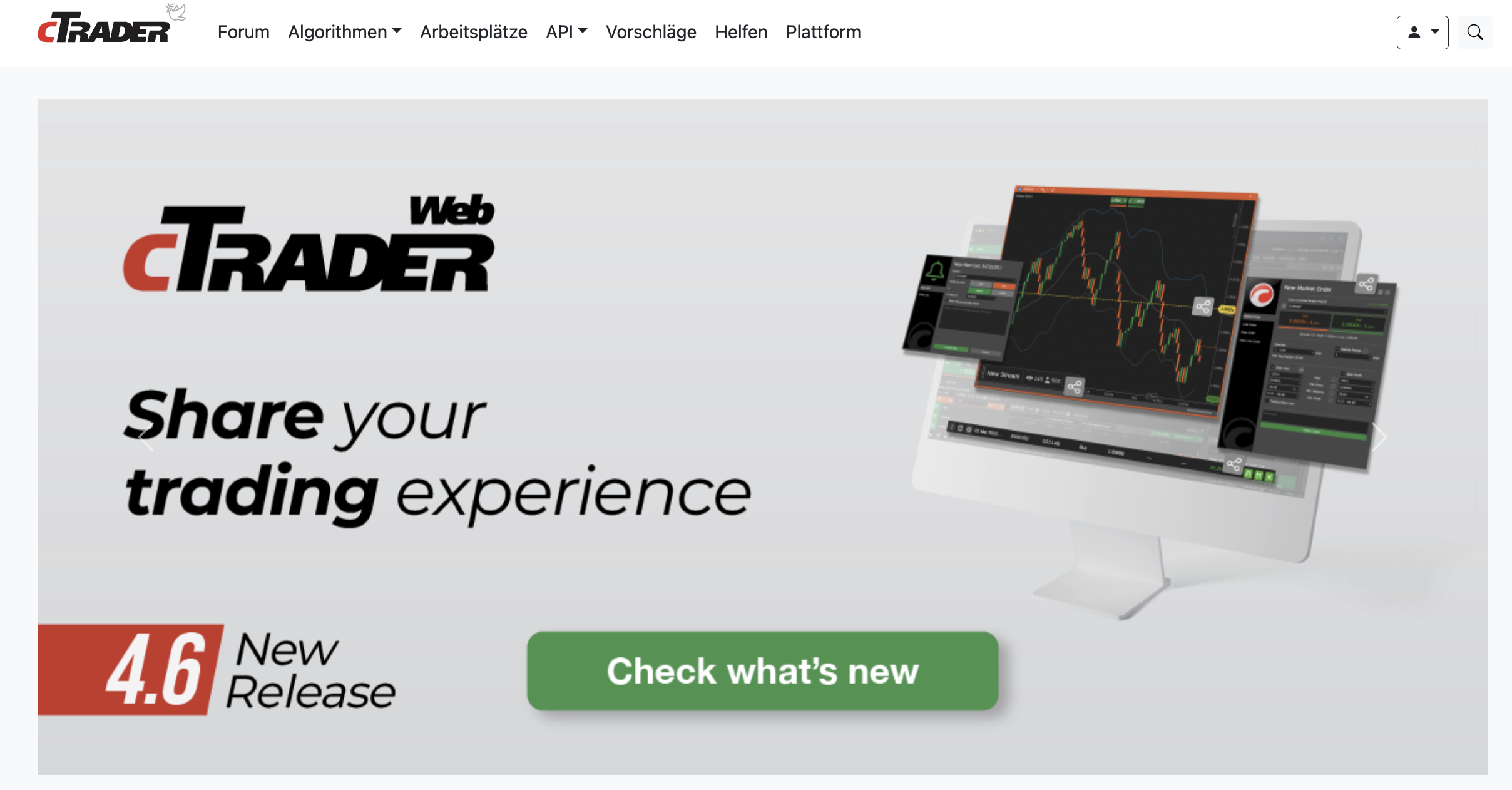 Die offizielle Webseite von cTrader