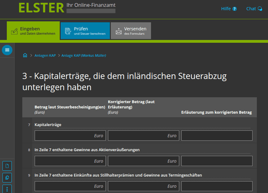 Anlage Kap für Kapitalerträge