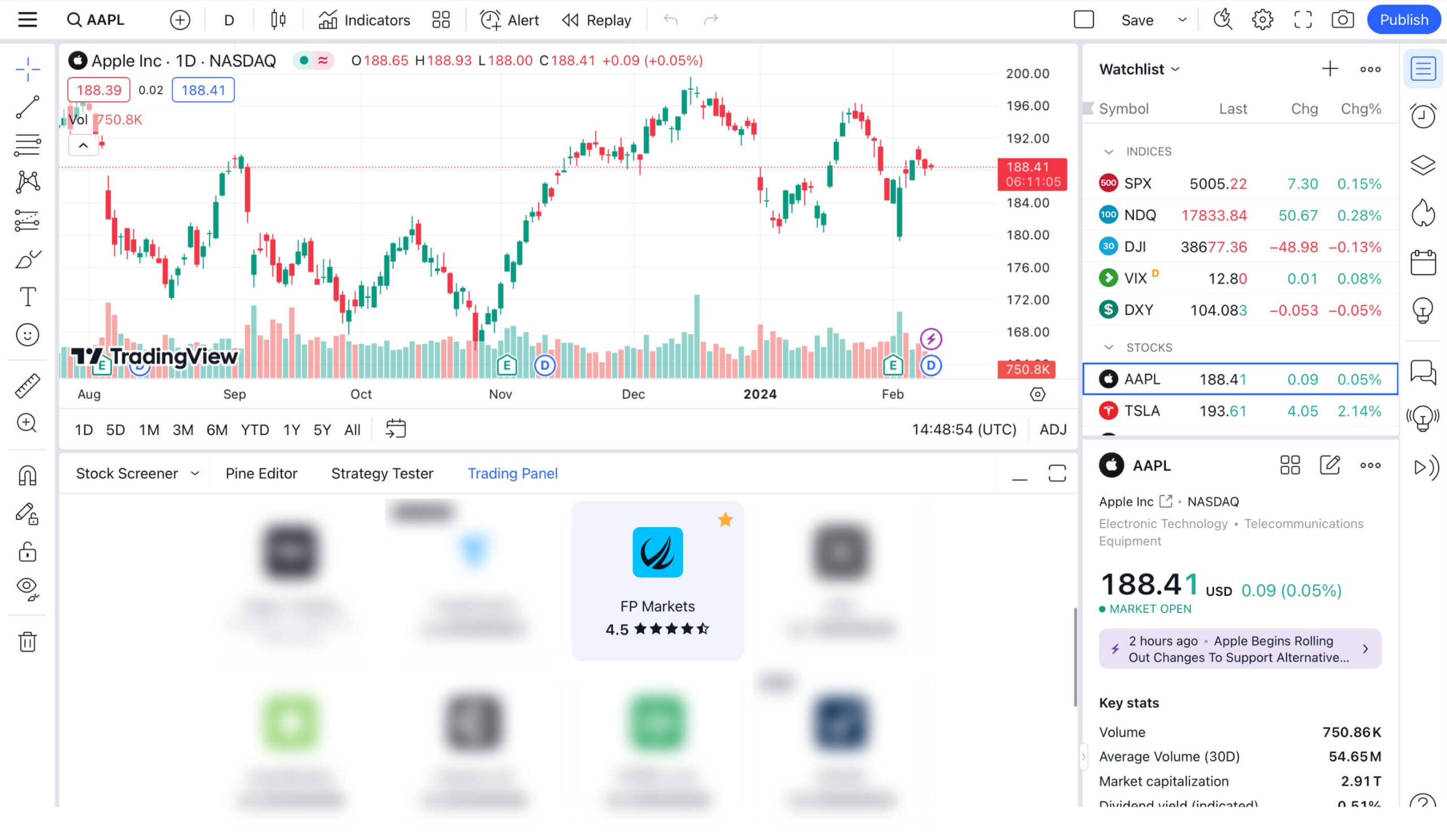 FP Markets TradingView Plattform