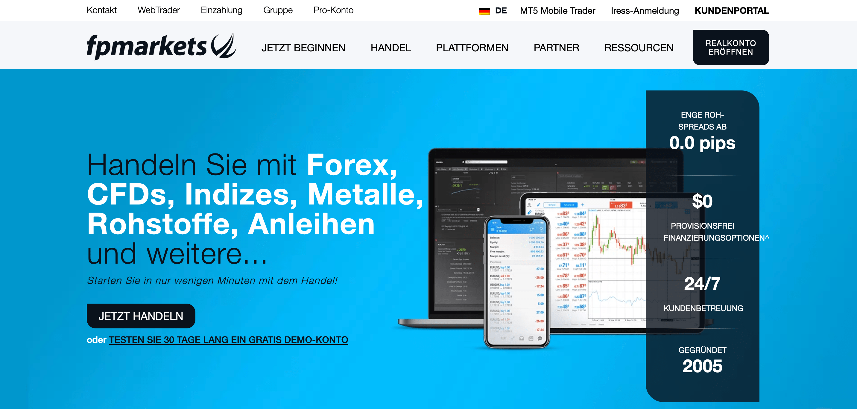 FP Markets Webseite