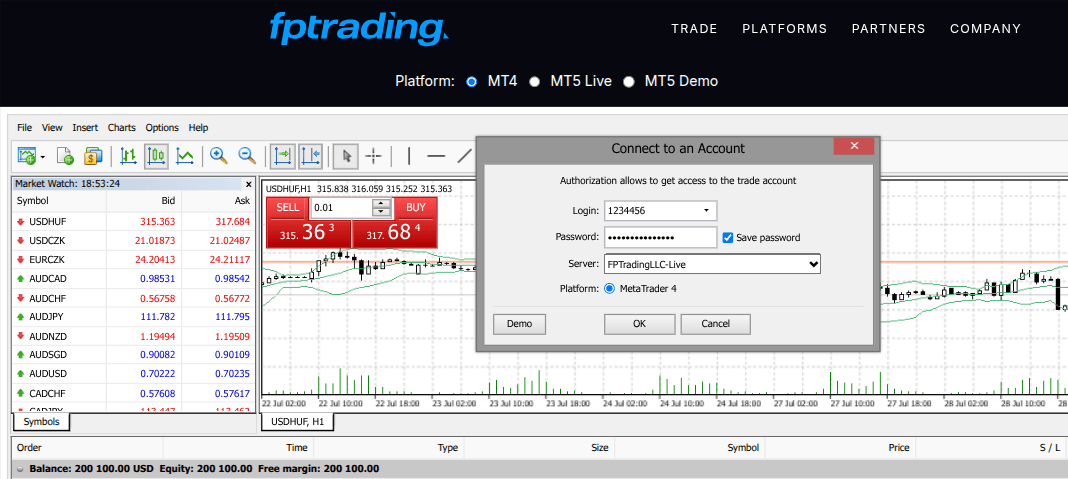 Server von MT4 mit FP Trading verbinden