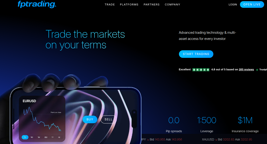 Brokerseite von FP Trading