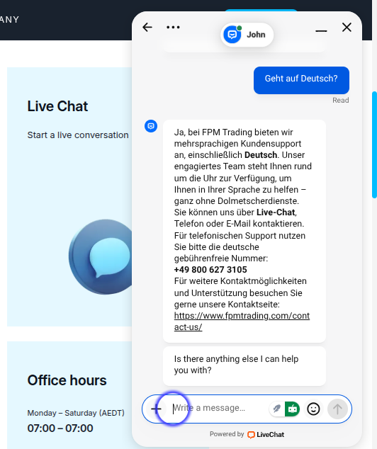 Service und Support bei FPM Trading