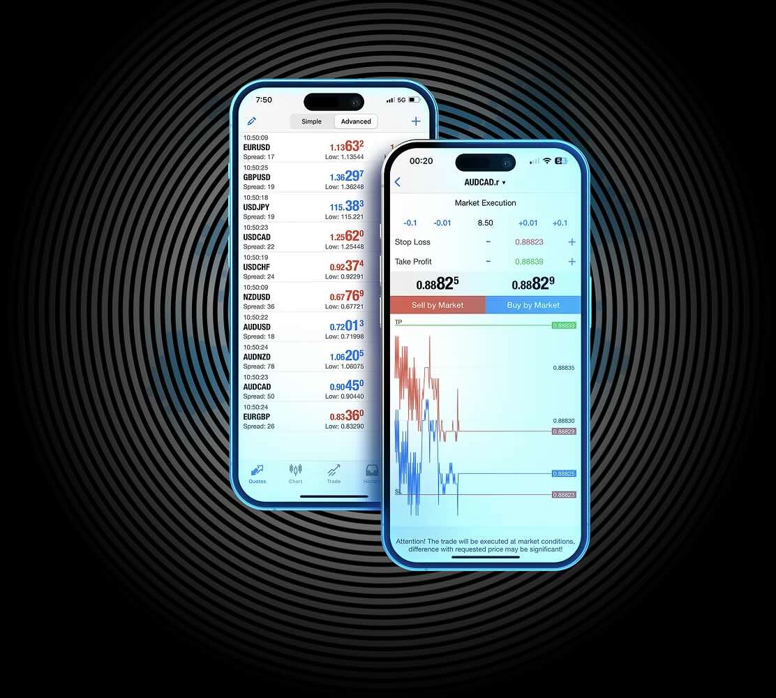 App von Broker FPM Trading in Asset-Auswahl und Chart Maske