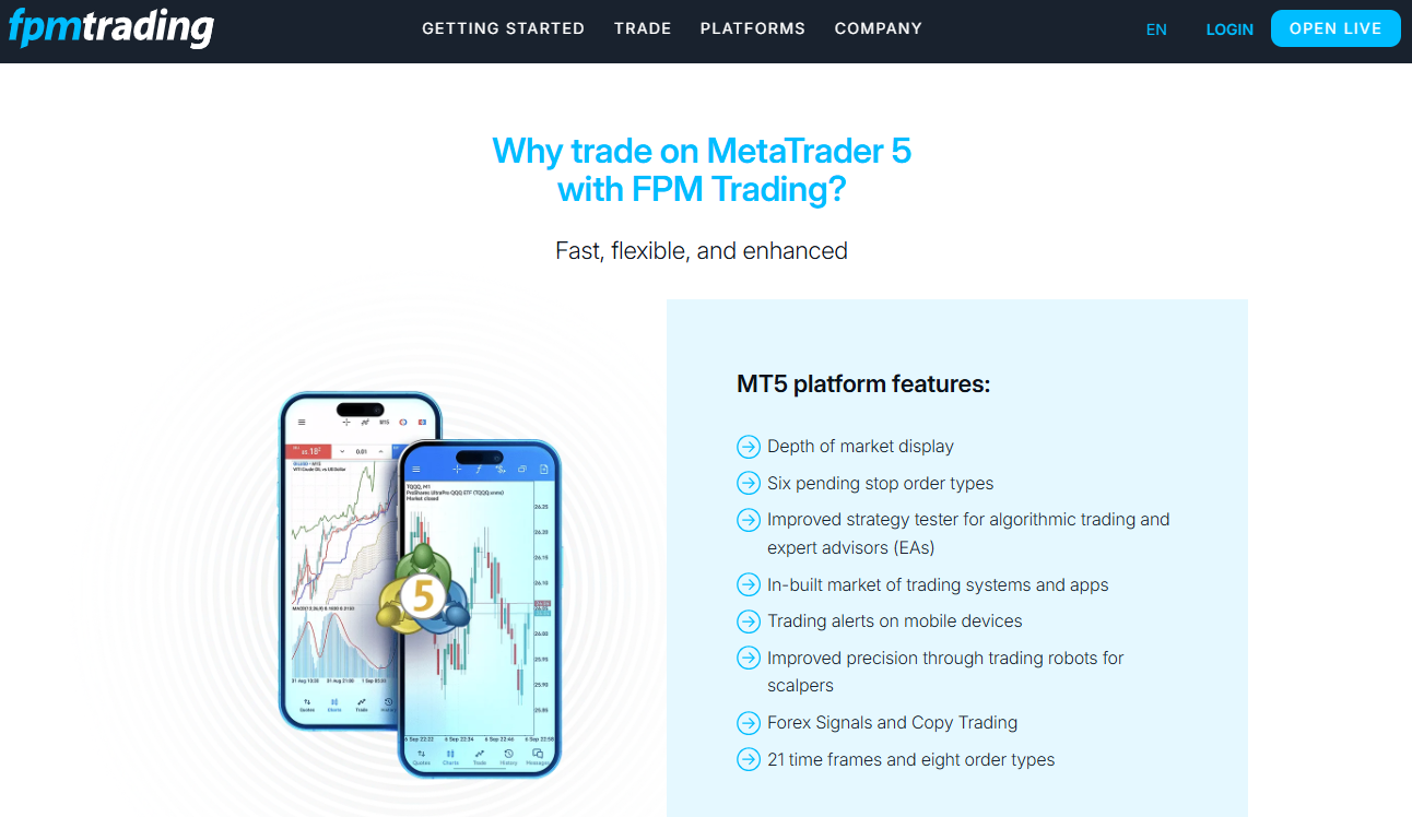 FPM Trading ermöglicht den Handel mit dem MT5