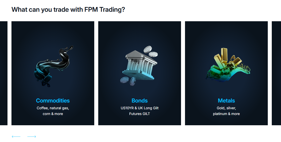 FPM Trading bietet auch Rohstoffe zum Handel an