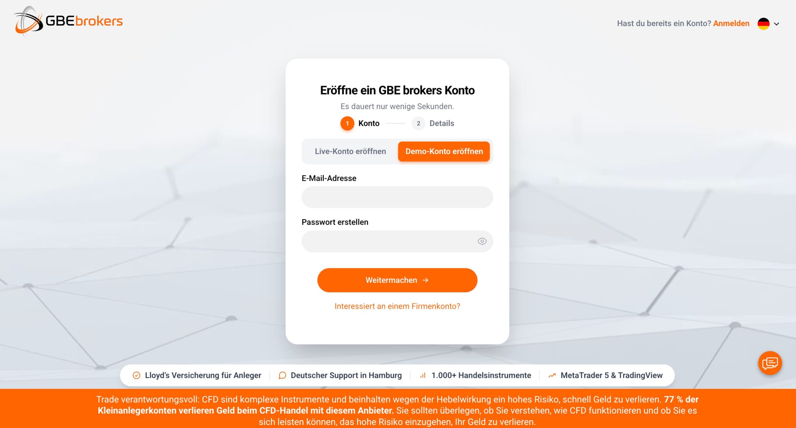 Forex Trading mit Demokonto bei GBE Brokers üben