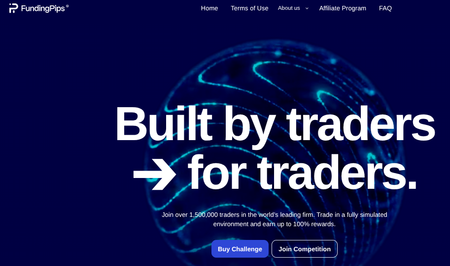 Webseite von Funding Pips