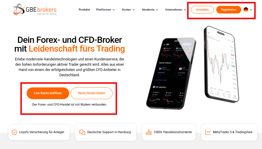 Kontoeröffnung und Anmeldung bei GBE Brokers