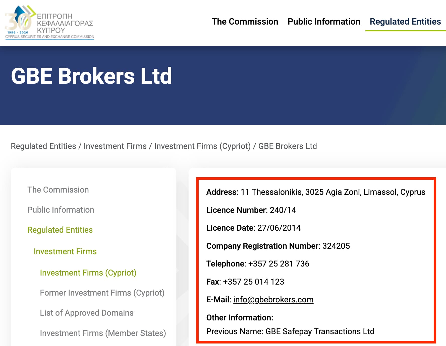 GBE Brokers CySEC Regulierung