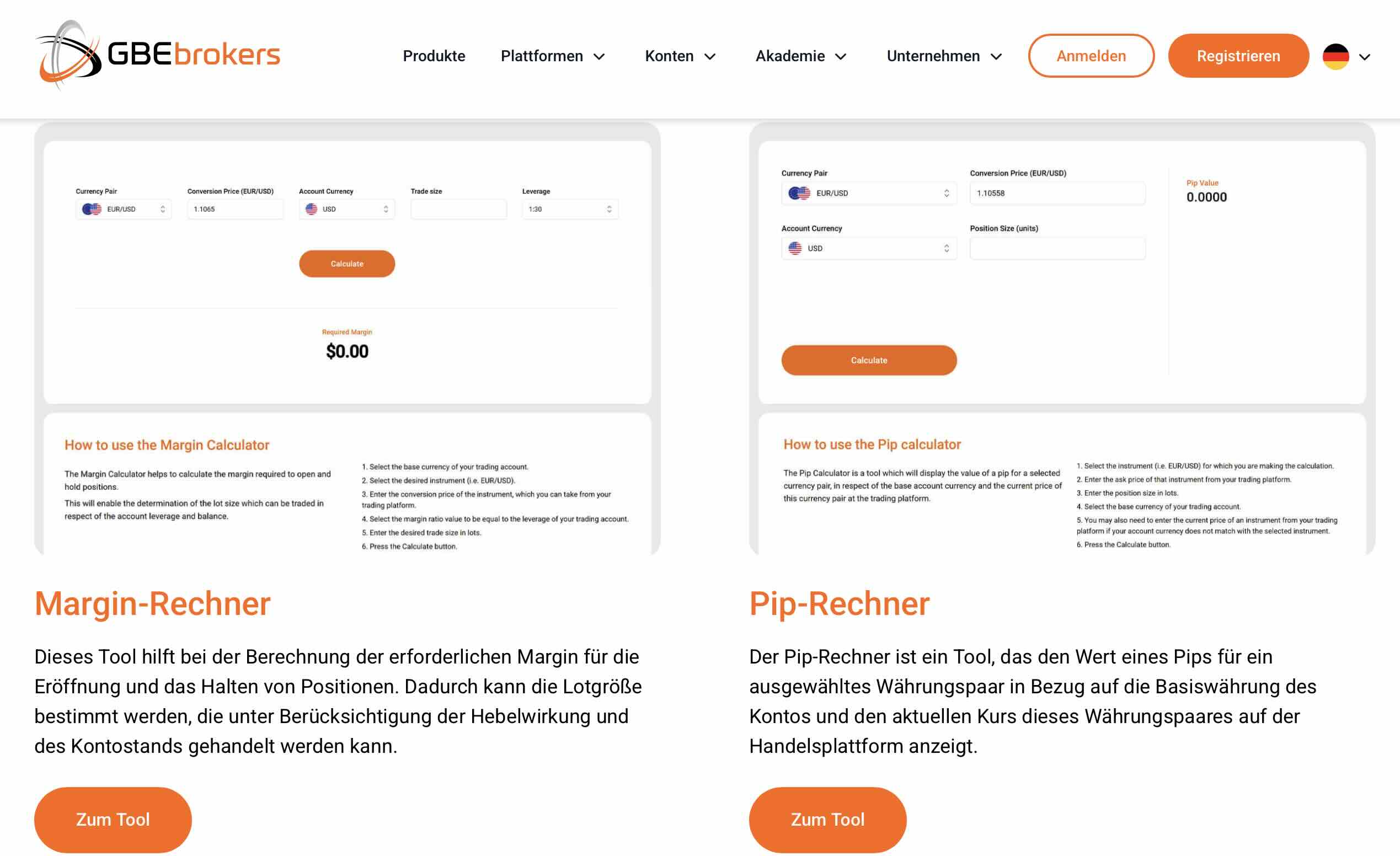 GBE Brokers Rechner
