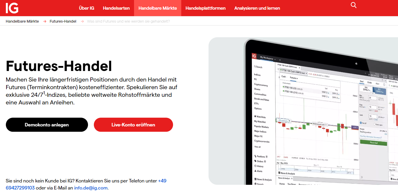 IG Handel mit Futures