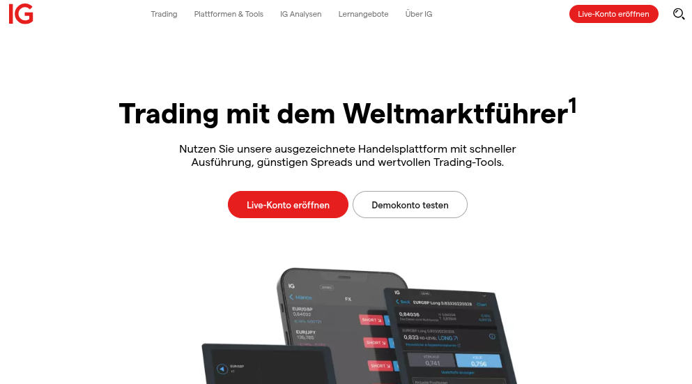 Deutsche Homepage von IG.com