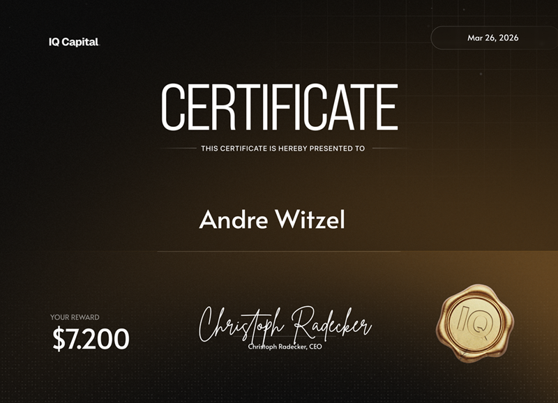 Meine Auszahlung von 7.200$ bei IQ Capital