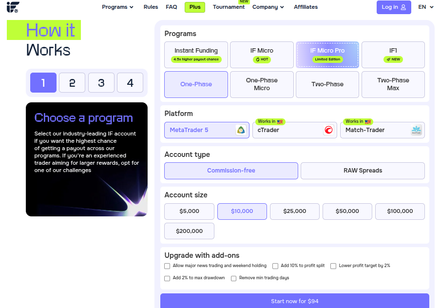 Angebote und Programme bei InstantFunding.com