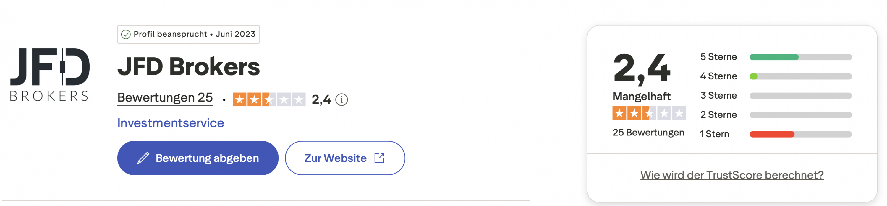 JFD Brokers Trustpilot